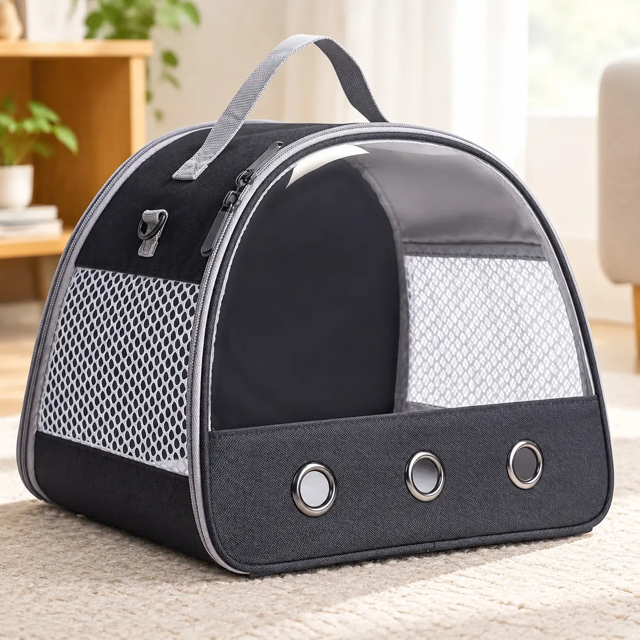 Ventilated Pet Carry Backpack with Transparent Bubble Window for Small Pets (Guinea Pig, Bunny, Rat, Bird) - Black Home Organizer Storage Bag