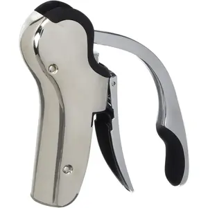 Stainless Steel Compact Vertical Corkscrew Wine Bottle Opener with Foil Cutter