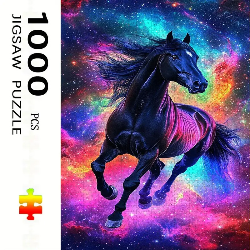 1000 Piece Horse Puzzle, Large Adult Family Interactive Toy, DIY Home Decor Brain Challenge, Holiday Theme, Durable Puzzle