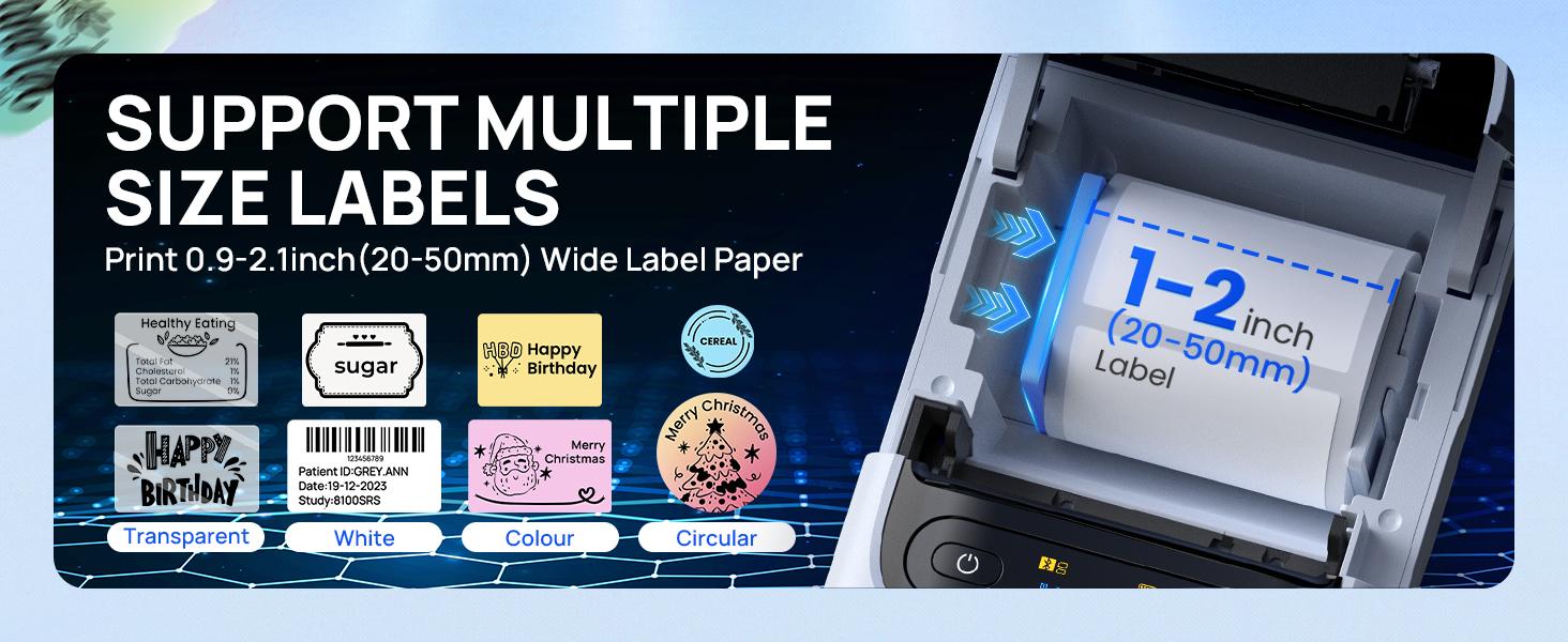 Label Maker Machine For Tape, 2 Inch Bluetooth Thermal Label Printer, Portable Sticker Printer For School, Office, Home, Business, Label Maker For 2'' x1.18'' Labels, White