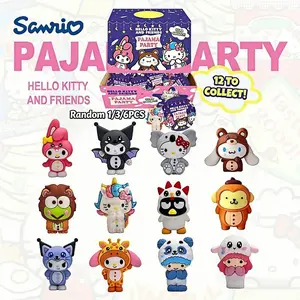 1/3/6PCS Hello Kitty and Friends Official Licensed Pajama Costume Blind Capsule Mystery Figure, Blind Bag, Collectible, Collectibles, Collectibles Figurine, Desk Decor Gift My Melody Kuromi Action Figures Home Decor Birthday Gift