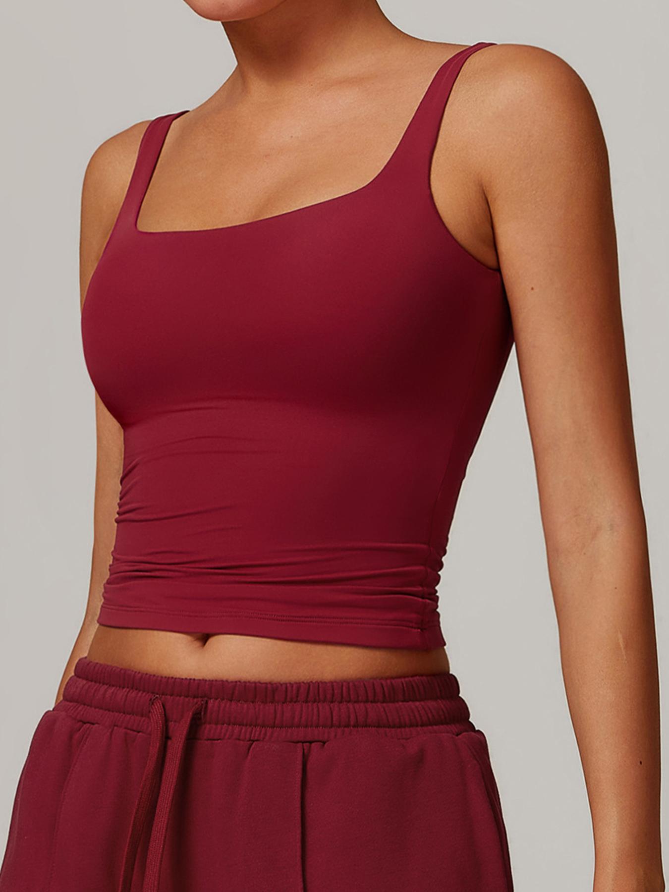 Women's Solid Stretch Sports Bra, Breathable Comfortable Sports Vest with Removable Chest Pad, Ladies Sportswear for Indoor Outdoor Wear