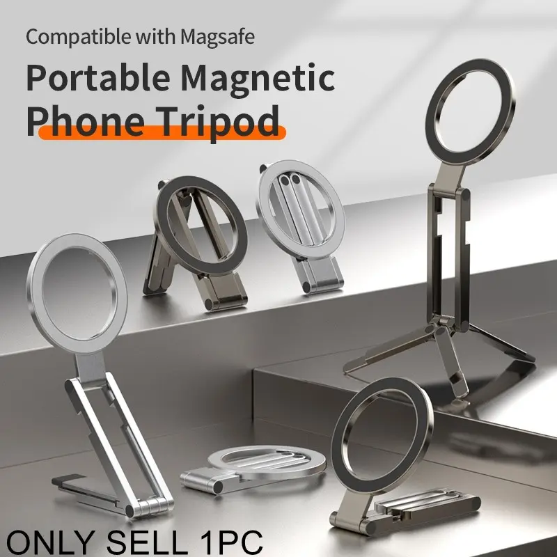 Magsafe Magnetic Phone Holder Clip-On Foldable Car Mount Desktop Live Streaming Tripod Multi-function Stand