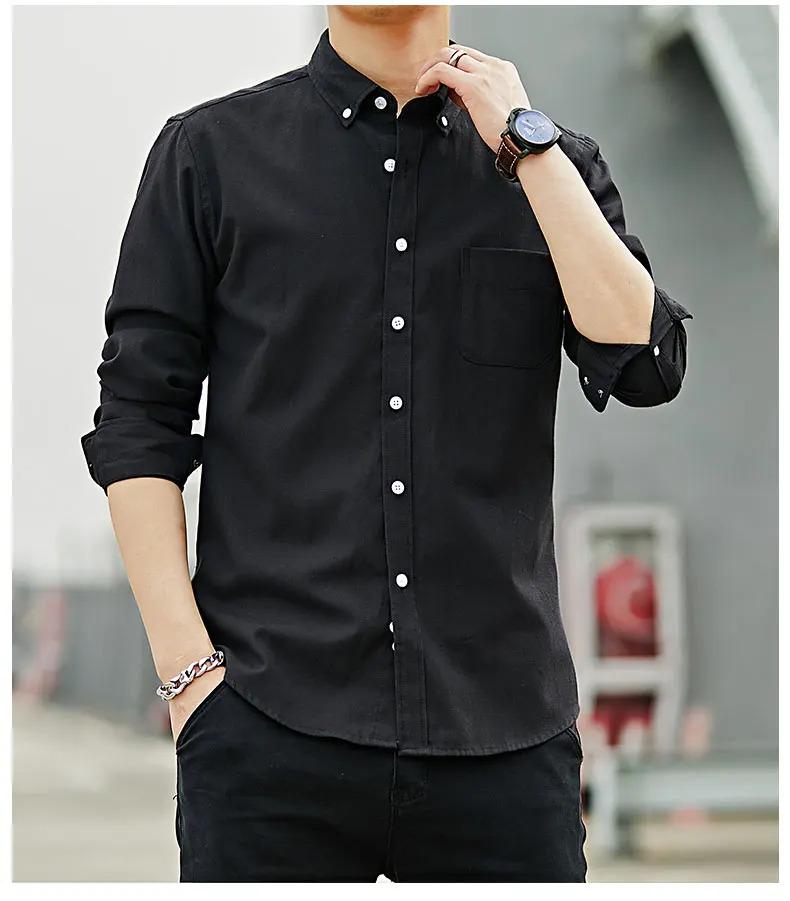 Autumn Oxford spinning men's long sleeved white shirt loose casual jacket Korean version trendy and handsome long sleeved lining clothes workwear shirt long sleeved men's jacket spring and autumn pockets pure cotton high-end white shirt jacket