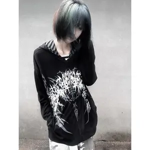 Subculture Y2k Japanese Hooded Sweatshirt Women Thin Spring Autumn Retro Loose Zipper Jacket Top 2000s Korea Casual Hoodies New