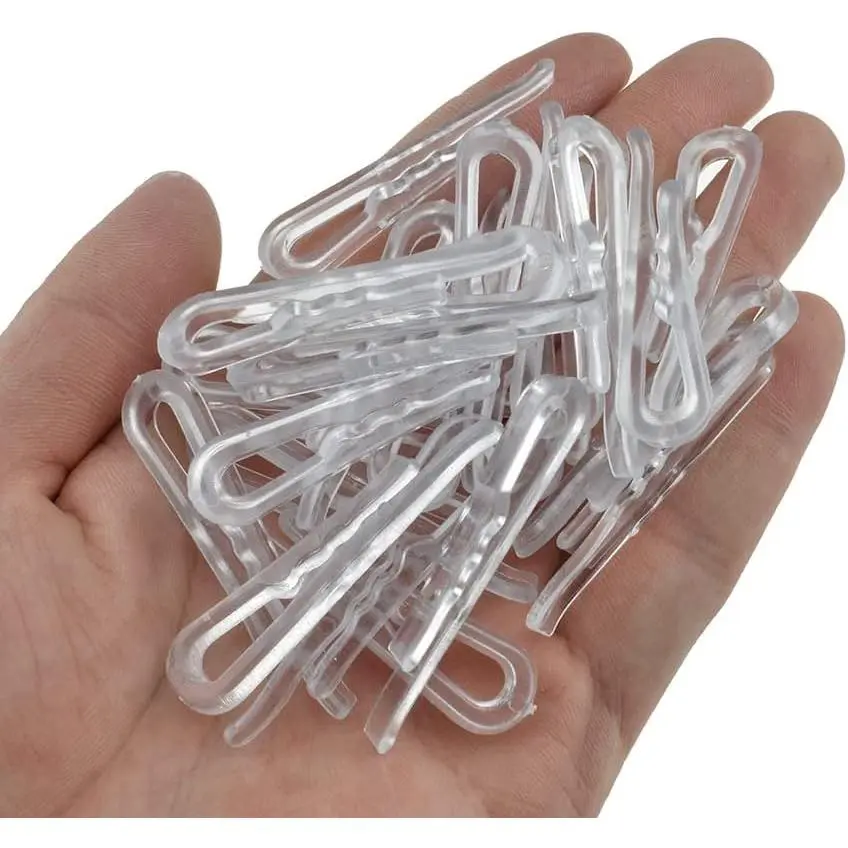 120Pcs 2 Inch/50mm Clear Plastic U-Shape Alligator Clips Clothespins with Teeth for Garment Shirt Folding, Sewing, Sock Tie, Pant Securing, Fabric to Comic Book BoardGift