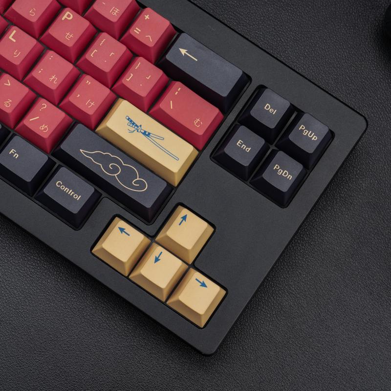 Cherry Profile Red Japanese Keycaps, PBT Material, Dye Sublimation, Minimalist Custom Key Caps for Mechanical Gaming Keyboard, 130 Keys