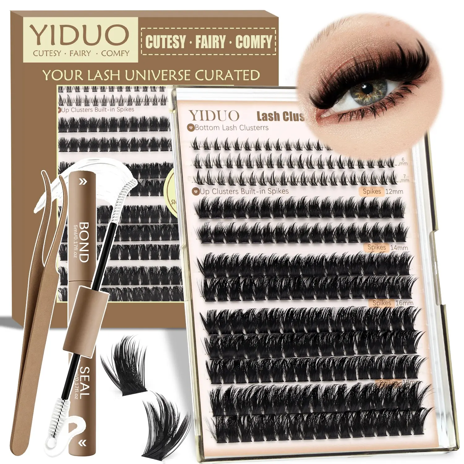 YIDUO Manga Lash Clusters With Spikes Wispy Cluster Eyelashes Extensions Volume Volume Anime Eyelash Clusters with Bottom Cluster Lashes Fairy Individual Lash Extension (D Curve 12-18mm 213 pieces)