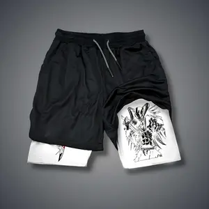 [Vtg90s] Double-Layer Sports Shorts Graphic Shorts Black Shorts Camo Shorts Streetwear Shorts Men Outfits Men Short Shorts Vacation Outfits Shorts