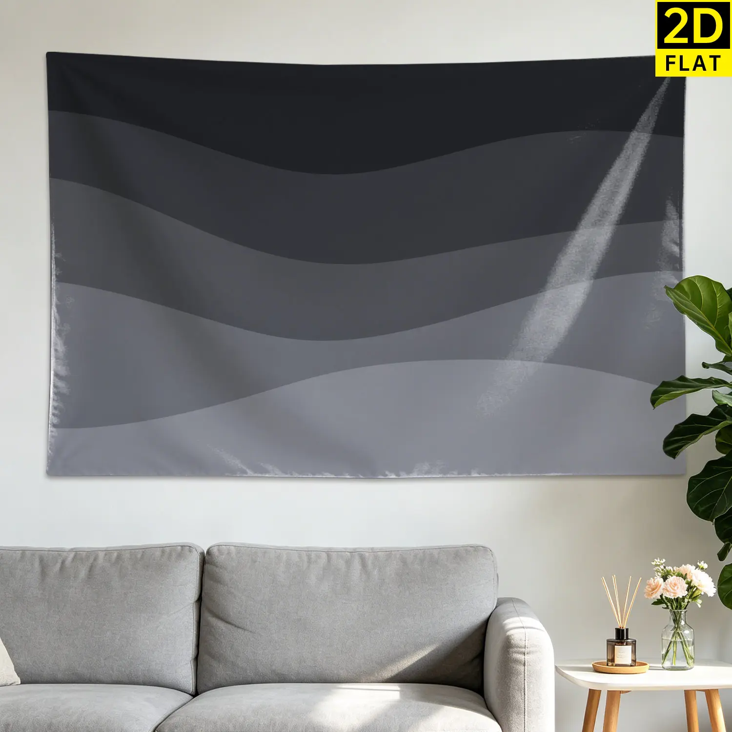 Modern Minimal Abstract Wave Colorfast Polyester Wall Decor - Large Horizontal Tapestry Blanket, No-Installation Indoor/Outdoor Hanging for Living Room, Bedroom, Gift for Family, Multi-Size