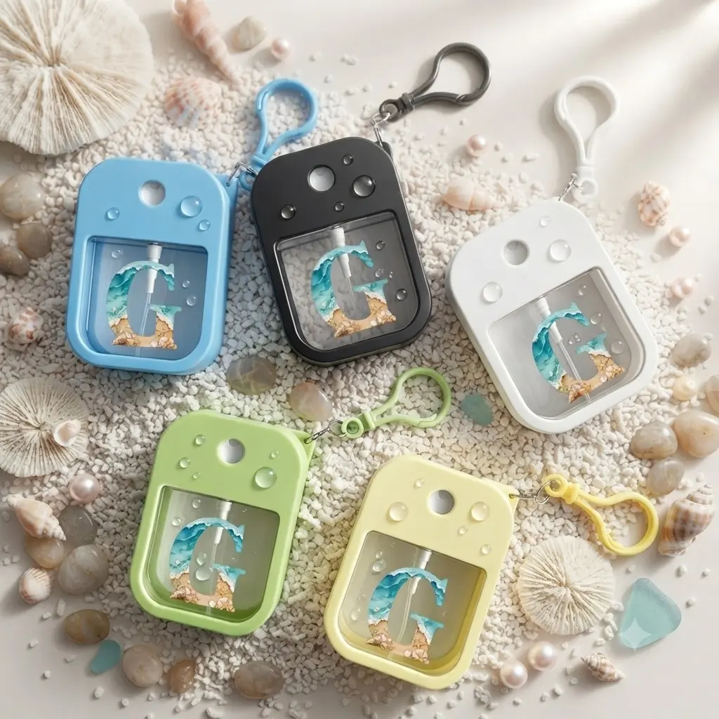 38ML Letter Design Spray Bottle, Rotating Clip Travel Portable Dispenser, Alcohol Disinfectant, 6 Colors Available