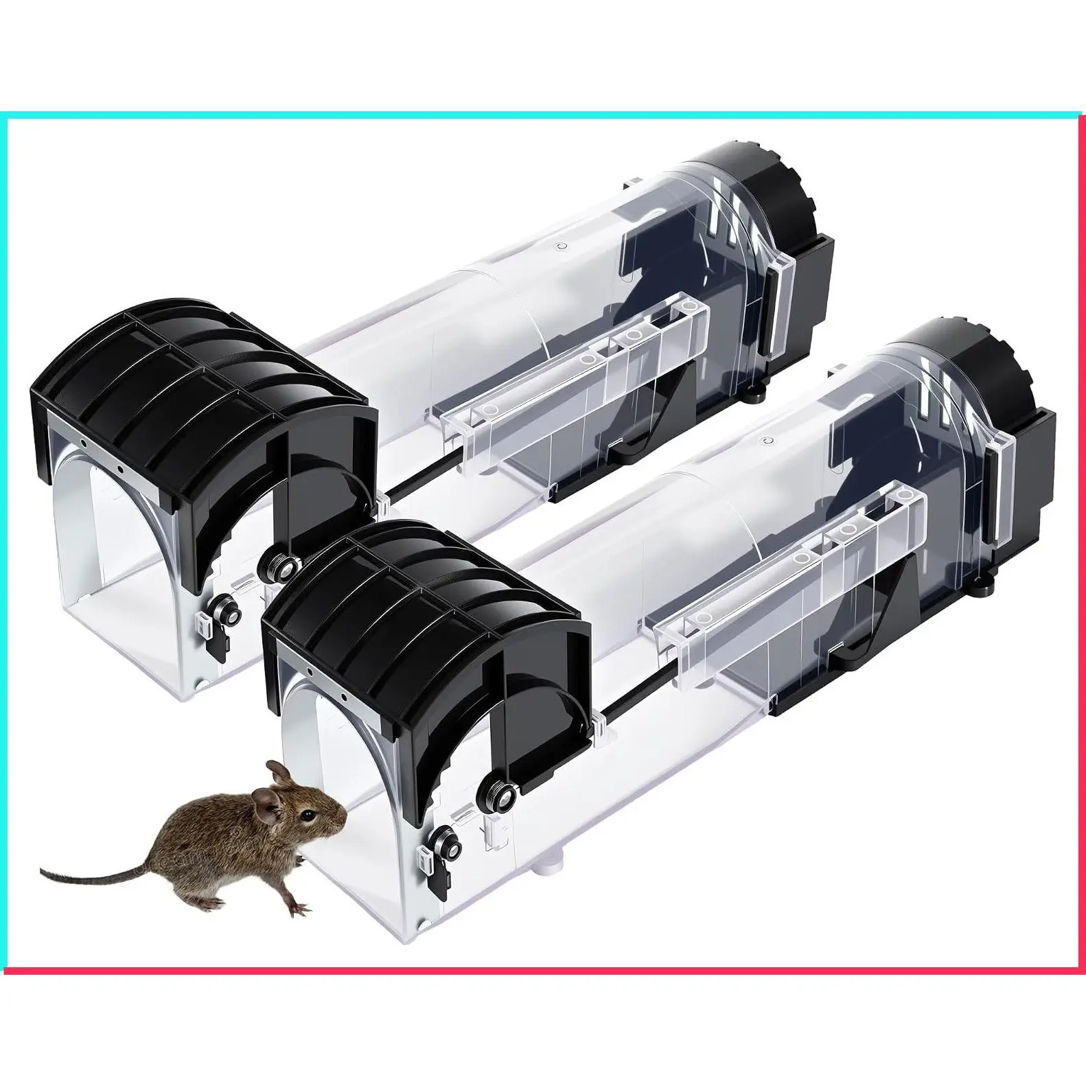 Humane Live-Catch Mouse Traps 2-Pack, 12.2 Inches for Homes with Kids & Pets — Safe Release Design