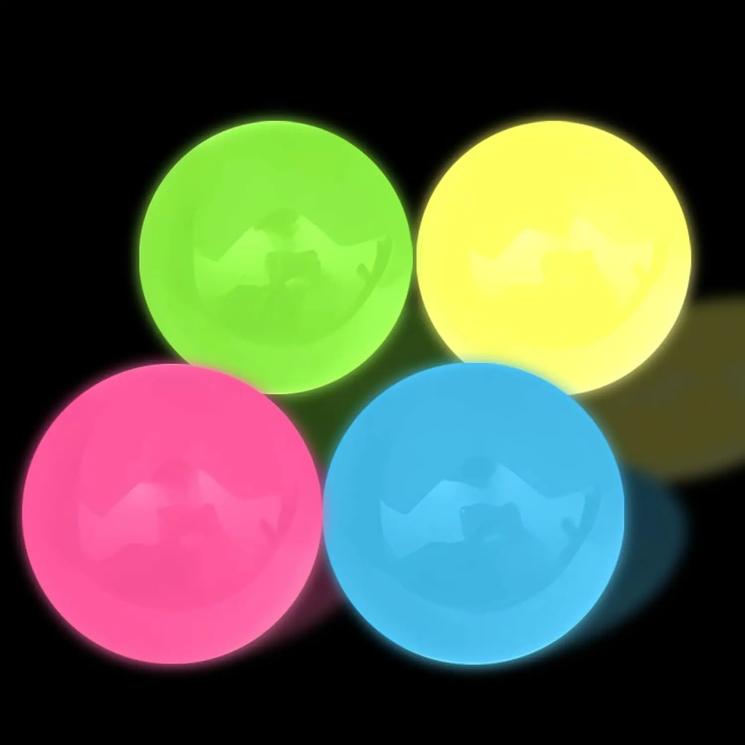 4 Pcs Glowing Sticky Balls, Stress Relieving Glow in The Dark Stick to The Ceiling, Stocking Stuffers, Fun Decompression Fidget for Adults Anxiety Pressure