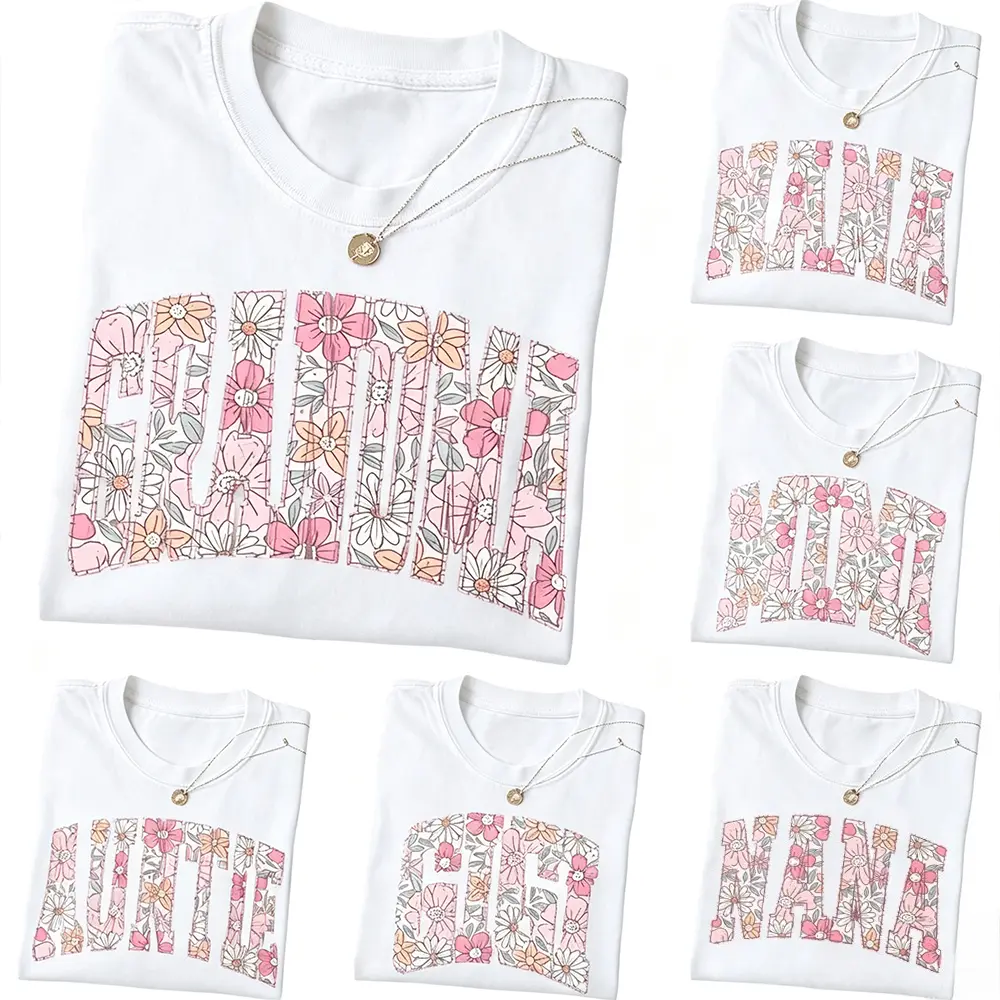 Women Vintage Graphic Tee, Boho Floral Mama Grandma Tshirt Women, Vintage Graphic Tees Humor Graphic Floral Nana Auntie Mimi Gigi Grammy Tee