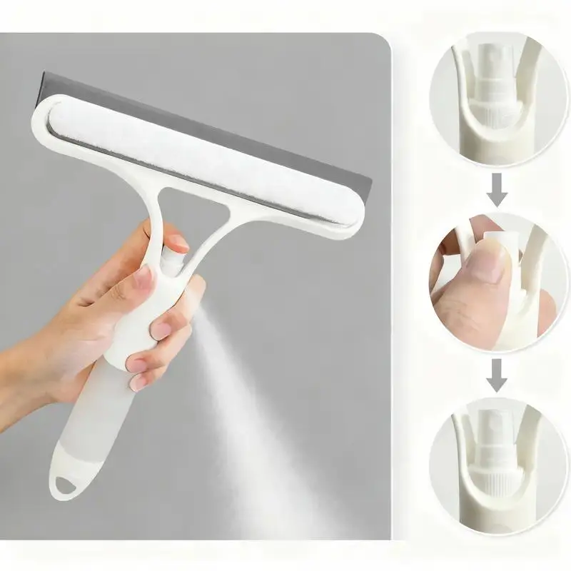 3in1 Window Tool - Squeegee, Scraper & Scrubber with Spray, Lightweight Microfiber Multipurpose Glass Cleaner, Home Cleaning Supply for Household, Car Windshield, Home Cleaning Tool, Multipurpose Cleaning Tool
