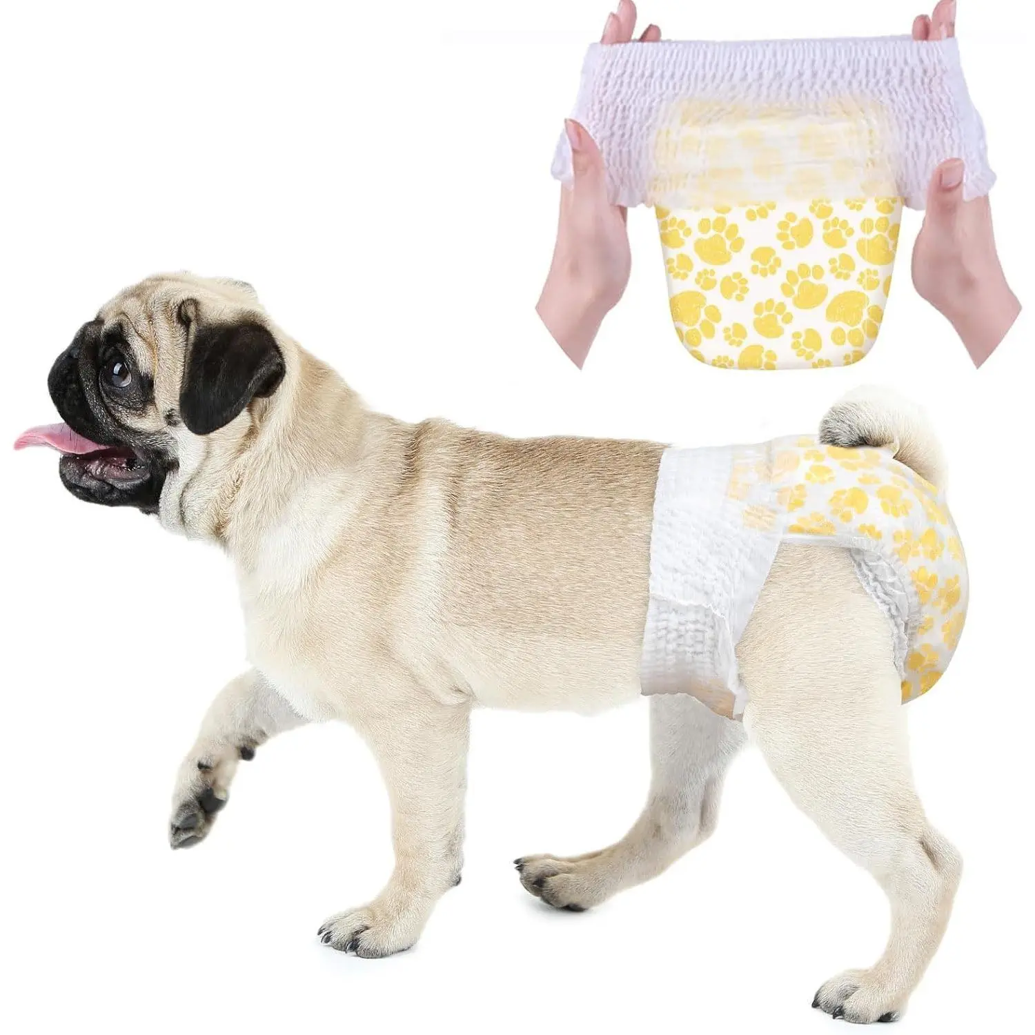 Female Disposable Dog Diapers, 360° Elastic Waist Pull Up Puppy Diapers for Peeing, In Heat, Training, Leak-Proof, Super Absorbent Female Doggie Diapers for Small Dogs, Size S, 14 PCS
