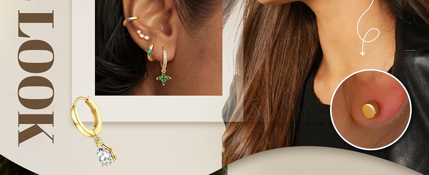 LOYALLOOK 11Pairs Gold Hoop Earrings for Women-Hypoallergenic Surgical Steel Earrings 14K Gold Plated Cartilage Earring Sets for Multiple Piercing Trendy Earring Stacks Flat Back Stud Hoops LOYALLOOK 11Pairs Gold Hoop Earrings for Women-Hypoallergenic Surgical Steel Earrings 14K Gold Plated Cartilage Earring Sets for Multiple Piercing Trendy Earring Stacks Flat Back Stud Hoops