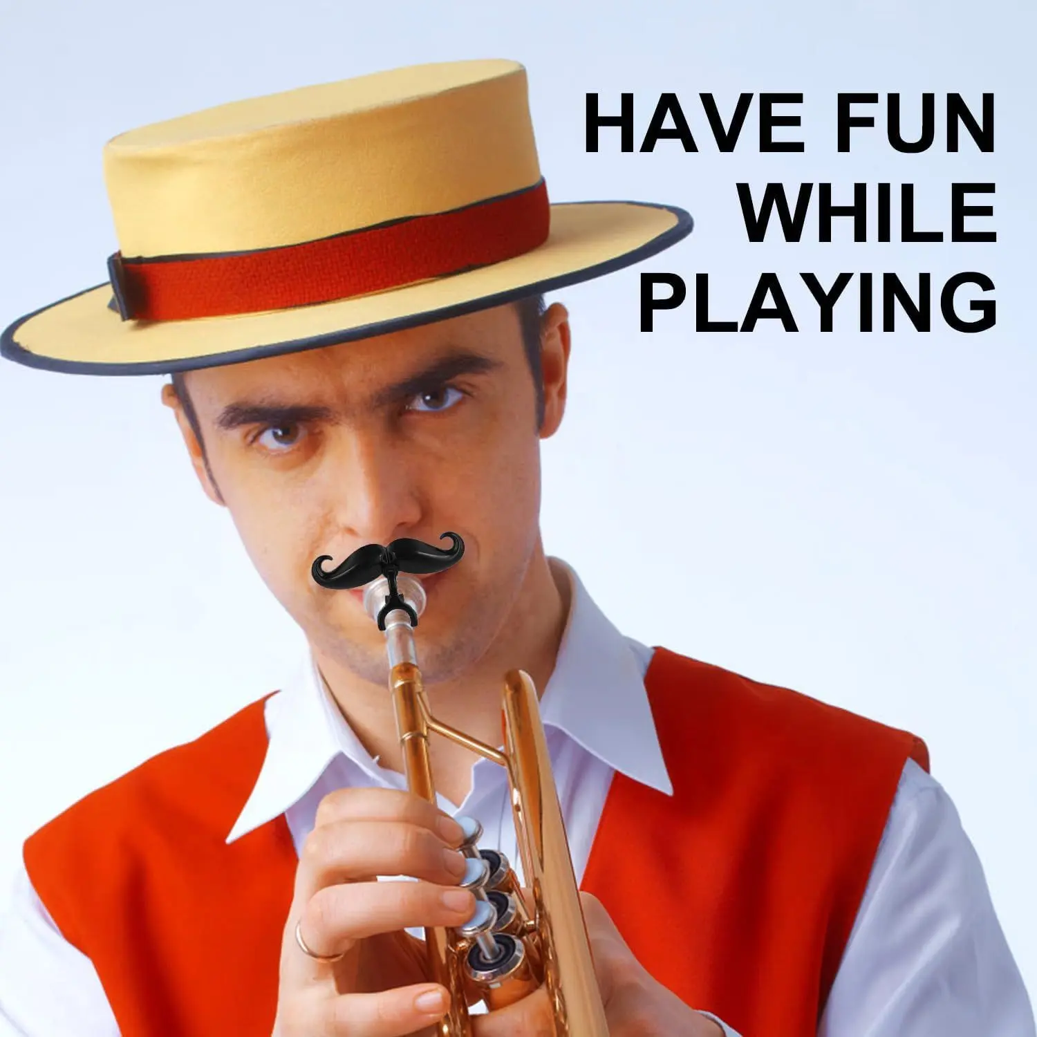 Craft Supplies Black mustache prop clip for trombone and trumpet blowing humorous a fun accessory for brass musicians