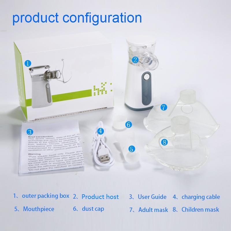 Portable Ultrasonic Nebulizers with 2 Modes, 1 Set Rechargeable Nebulizers with Mask & Mouthpiece, Personal Care Appliances for Home & Travel, USB Rechargeable Nebulizer