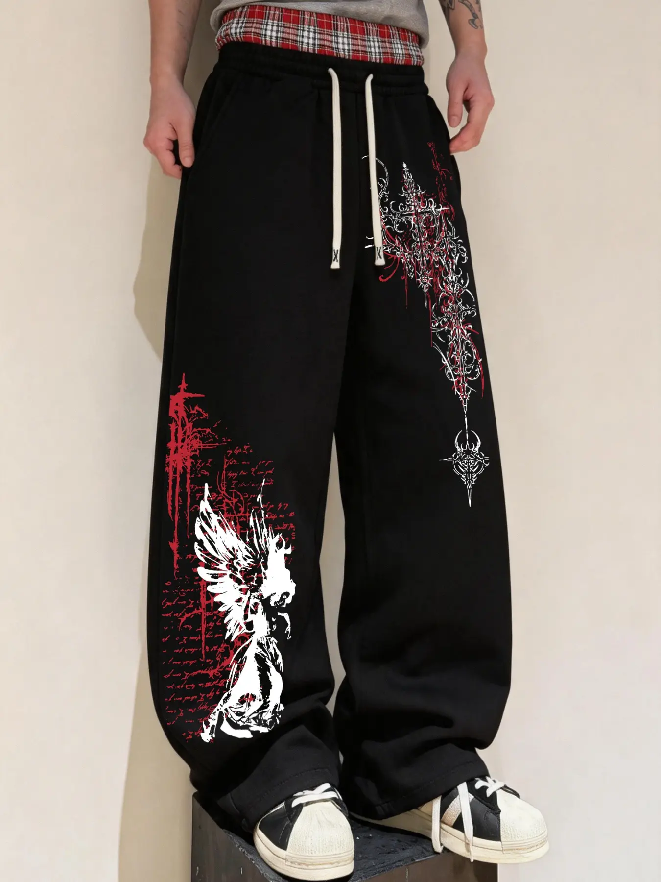 Wide Leg Street Style Pants, Dual Waist Fake Two-Piece Long Pants, Fashionable Trendy Design, Comfortable Wear, Ideal for Casual