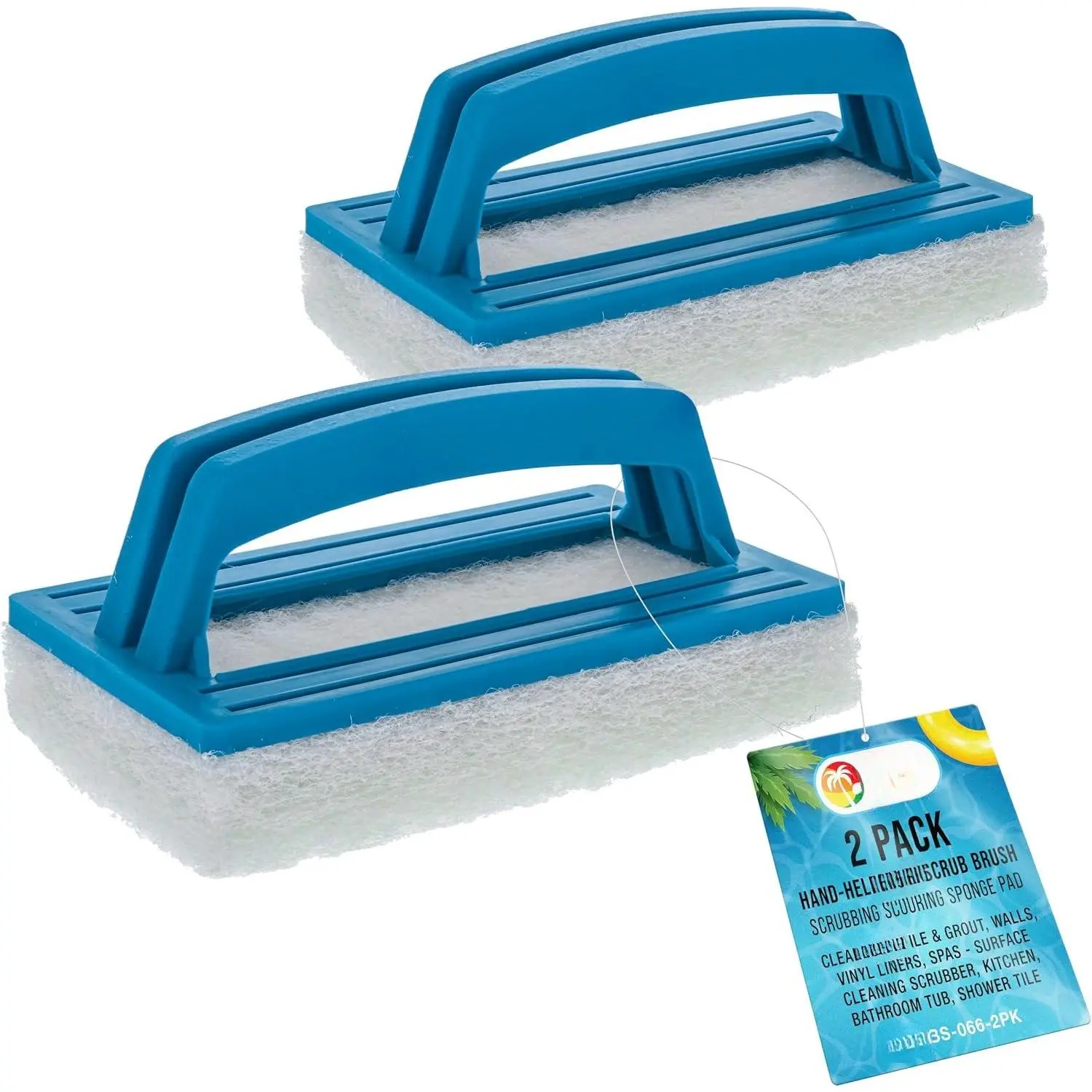 Hand-Held  Scrub Brush Pad 2 Pack, Scrubbing Scouring | Scouring Sponge Pad, Clean  Tile & Grout, Walls, Vinyl Liners, Spas - Cleaning Remove Stains Kitchen Bathroom Tub Shower