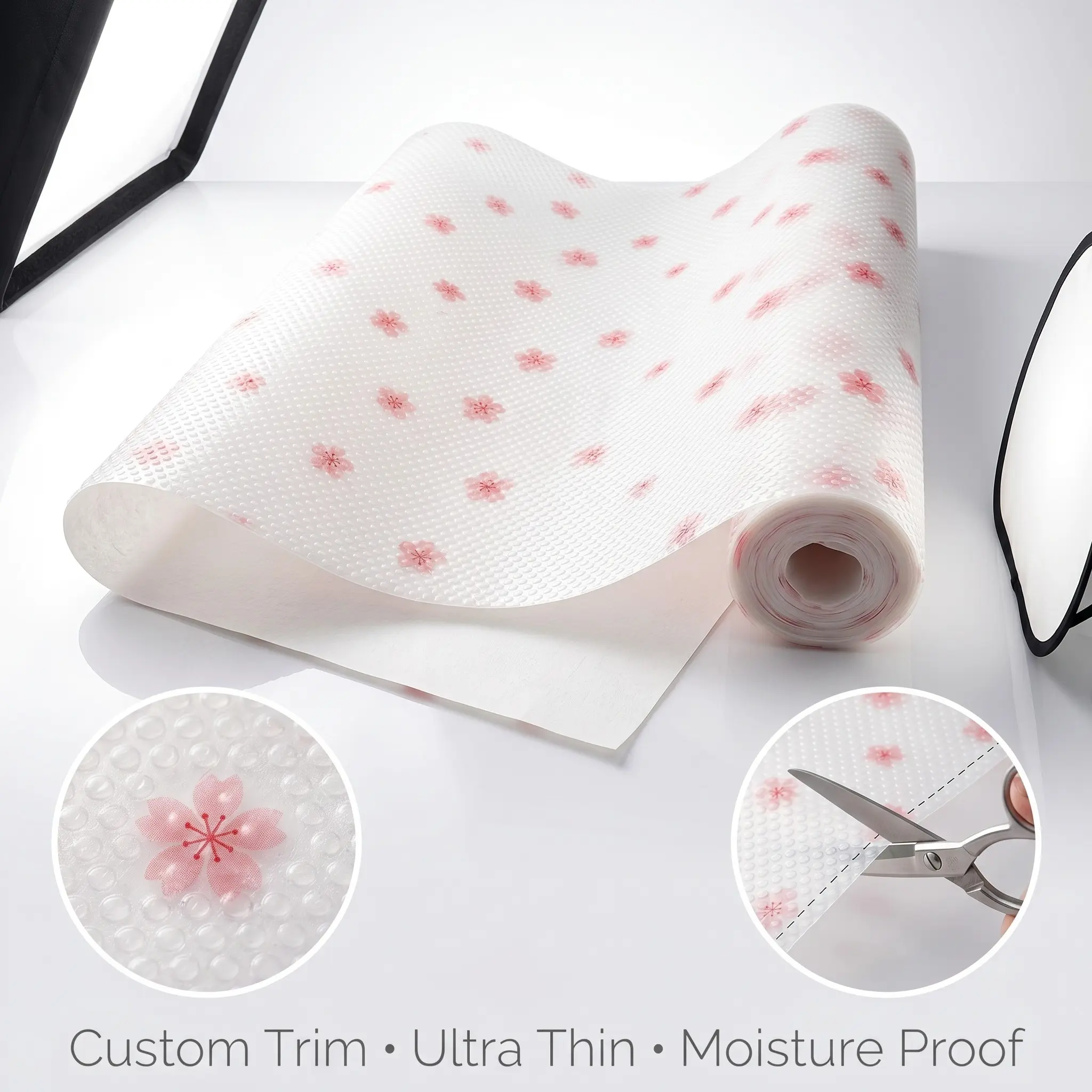 Cherry Blossom Shelf Liner, Coasters, Ultra-Thin Waterproof Oil-Resistant Non-Slip, Cuttable Washable Dustproof, Home Storage Organizer