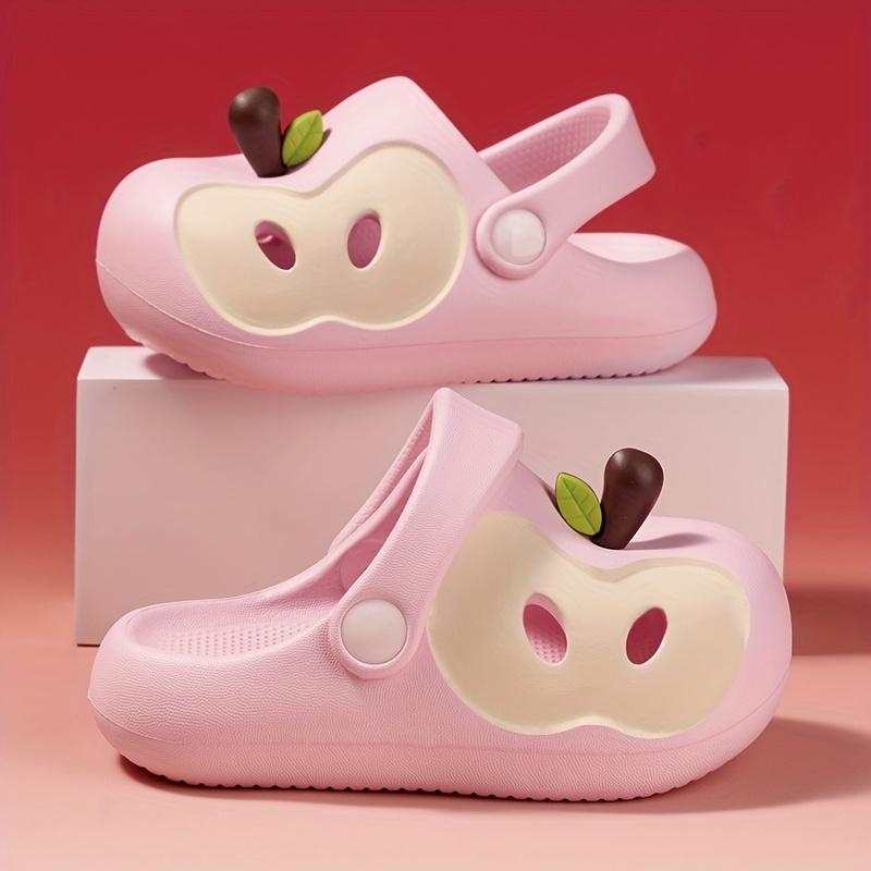 Children's Apple Clogs Summer Closed-Toe Cool Slippers for Boys and Girls, Toddlers, and Kids, Non-Slip Soft Sole Baby Beach Shoes, Cute Slippers for Middle and Older Toddlers