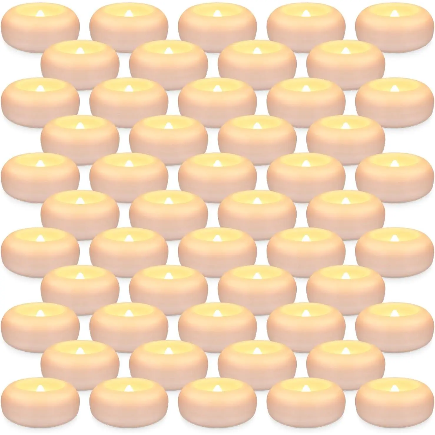 50 Pack 2" Floating Candles Water-Activated Flameless LED Candle Warm White Battery Operate Waterproof Tealights for Cylinder Vases Centerpieces at Wedding Party Pool Romantic