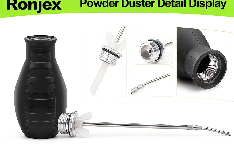 Diatomaceous Earth Powder Duster with Extendable Tube (5" to 22") & Threaded Seal - Leak-Bulb Sprayer for, Home, Pet Area Insect - Includes Funnel & Scoop