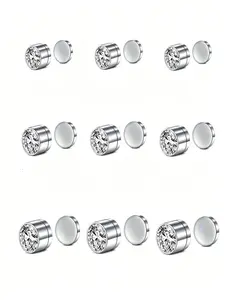 Stainless Steel Magnetic Stud Earring Set, No Piercing Required Clear CZ Magnet Fake Nose Ear Piercing Jewelry, 3 Sizes 3mm/4mm/5mm Non-Pierced Reusable Magnet Studs for Women Men