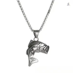 2026 New Stainless Steel Largemouth Bass Necklace, Jumping Fish Pendant Fisherman Jewelry, Unique Dainty Chain for Men Women Daily Wear & Gift