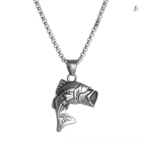 2026 New Stainless Steel Largemouth Bass Necklace - Detailed Fish Inspired Pendant, Durable Fashion Accessory, Dainty Silver Chain, Fisherman Jewelry, Unisex Daily Wear Piece, Unique Cool Mens Gift, sohochic, Mens Gifts