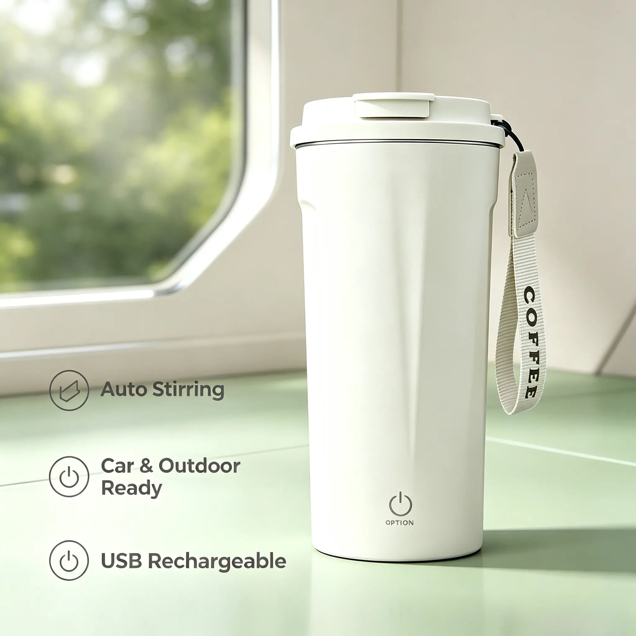 2026 Smart Coffee Mug with Temperature Control, LED Display, USB Rechargeable (USB C Charger Compatible), Leak Proof, Auto Stirring, Heating Insulation - Sports Water Bottle for Office, Outdoors