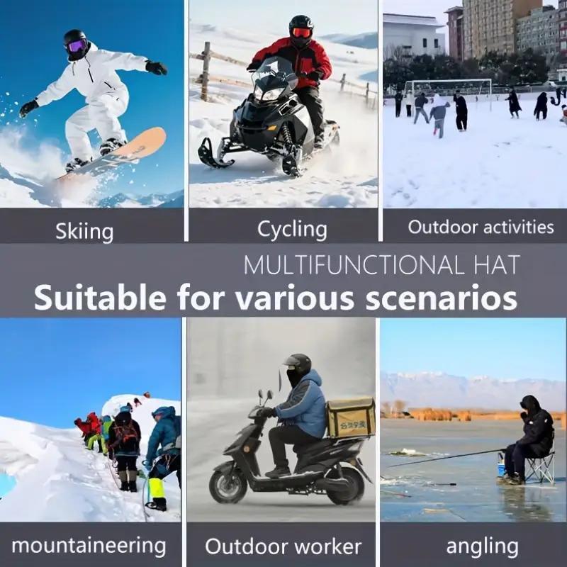 Outdoor Winter Warm Hat Neckband Integrated Cycling Mask Sports Ski Head Cover Neck Windproof Cold One-Piece Pullover Hat