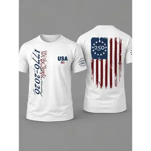 USA Bi50th Anniversary T-Shirt 1776-2026 - Celebrate 250 Years of American Heritage with a Comfortable 180G Unisex Black T-shirt with Flag Design (stars and Stripes), Suitable for Both Men and Women, Perfect for Any Occasion