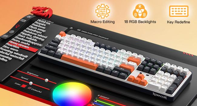 Redragon K689 Gasket RGB Gaming Keyboard, 108 Keys Mechanical Keyboard w/Extra 4 Hotkeys, Upgraded Hot-swappable Socket, 3-Layer Noise Dampening, Mixed Color Keycaps, Custom Linear Switch Redragon K689 Gasket RGB Gaming Keyboard, 108 Keys Mechanical Keyboard w/Extra 4 Hotkeys, Upgraded Hot-swappable Socket, 3-Layer Noise Dampening, Mixed Color Keycaps, Custom Linear Switch