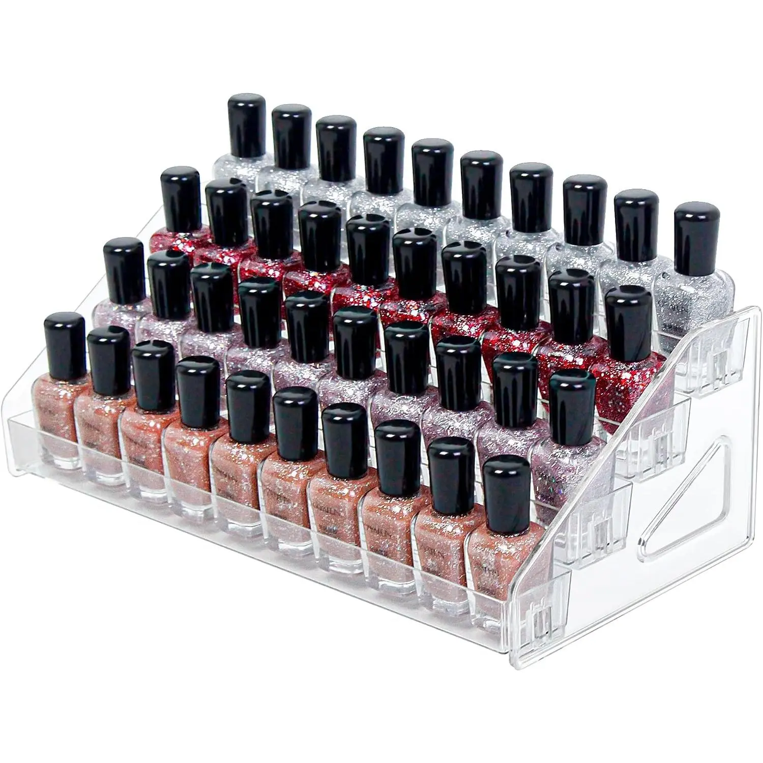 4-Tier Clear Acrylic Nail Polish Storage, Holds 32-64 Bottles, Multi-Purpose Nail Polish Rack, Sunglasses, Essential Oils and Cosmetics