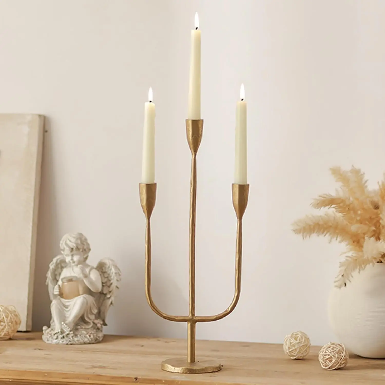 Candelabra Brass Candlestick Holders: Gold Taper Candle Holders Metal Tall Vintage Candle Holders Iron for Table Centerpiece Antique Decor Fireplace Candle Stands Decorative Mantle | Taper Candle Holders, Metal Tall Vintage, Iron, Table Centerpiece A