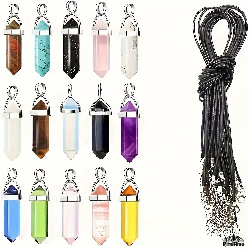 Hexagonal Pendant Faux Crystal Bullet Point Pendulum Glass Necklace Fashion Stone Charm Jewelry Accessory For Indoor Leisure Daily Outfit & Handmade Creation Matching