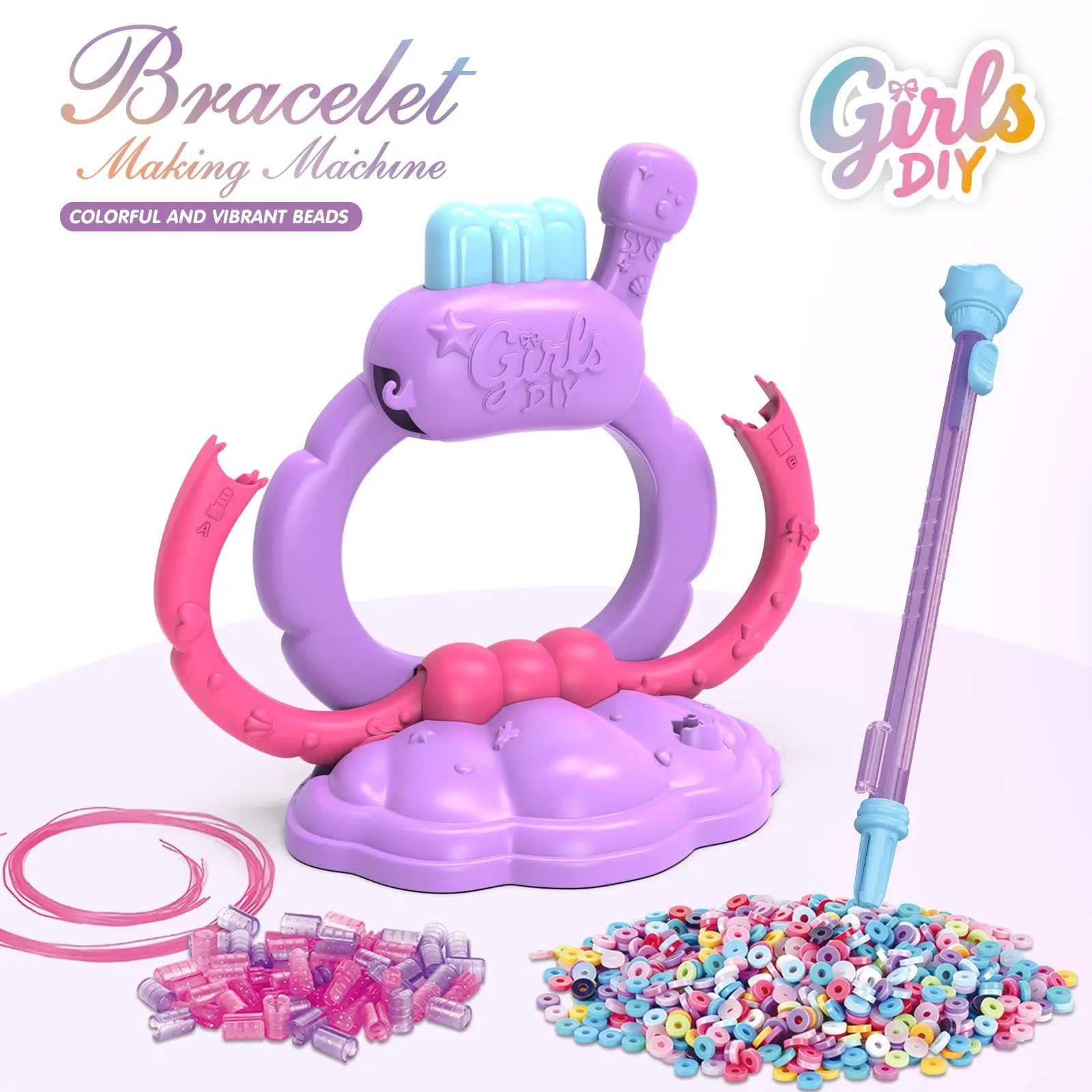Heishi Bracelet Making Machine, DIY Clay Disc Bead Kit with Beading Pen, Friendship Bracelet Craft Toy for Girls Ages 7+, Birthday Gift