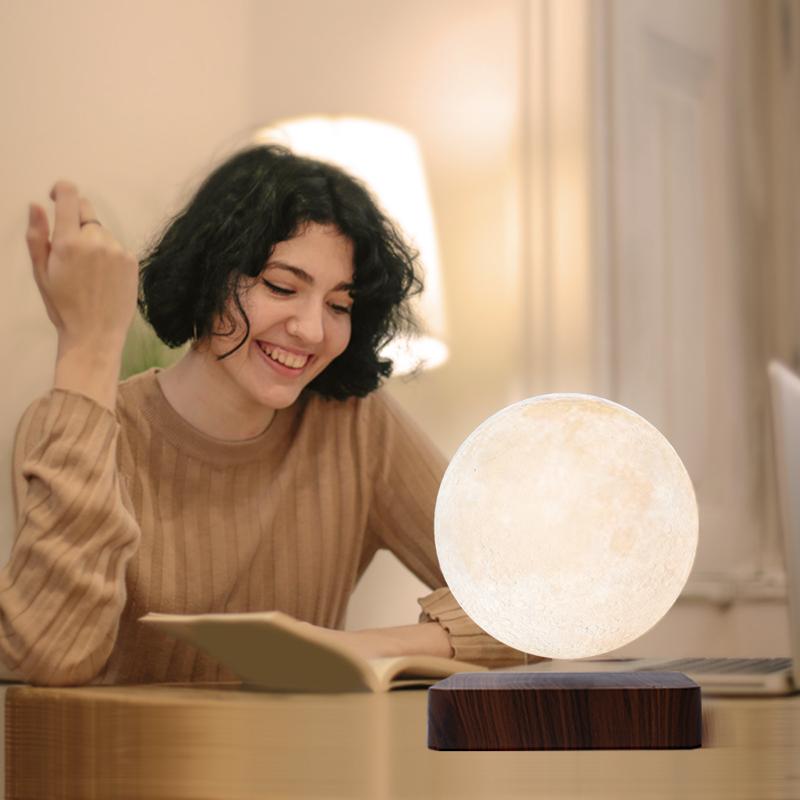 Lunar Miracle - Magnetic Levitating Moon Lamp with 3D Printed Craters - Mesmerizing Night Light for Bedroom, Office & Home Decor - 3 Color Modes, Creates a Futuristic Ambiance