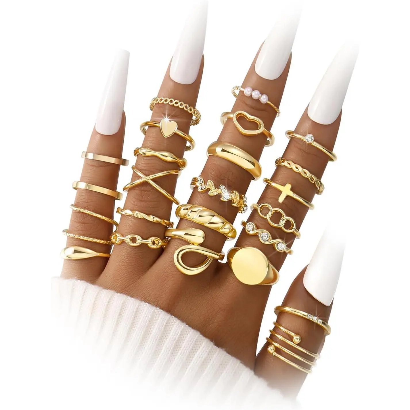 24-60 Pcs  Stackable Rings for Women, Knuckle Rings Chunky  Ring Set Dainty Stacking Cute Rings, Multiple Sizes Cute  Set