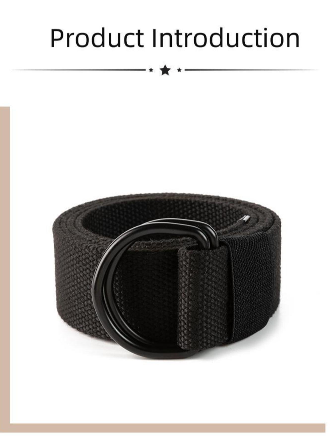 1 Piece Unisex Simple Style Plain Color Nylon Web Belt, Casual Trendy Waistband with Double D-ring Buckle Design, Fashionable Accessories For Daily & Party Decoration, Textured Belt
