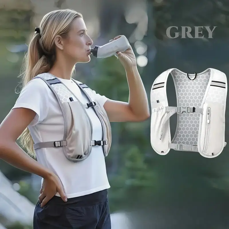 Reflective Running Vest Backpack with Water Bottle & Phone Pouch, Versatile Lightweight Gear Carrier for Hiking, Cycling & Travel, Great Father's Day Gift Idea