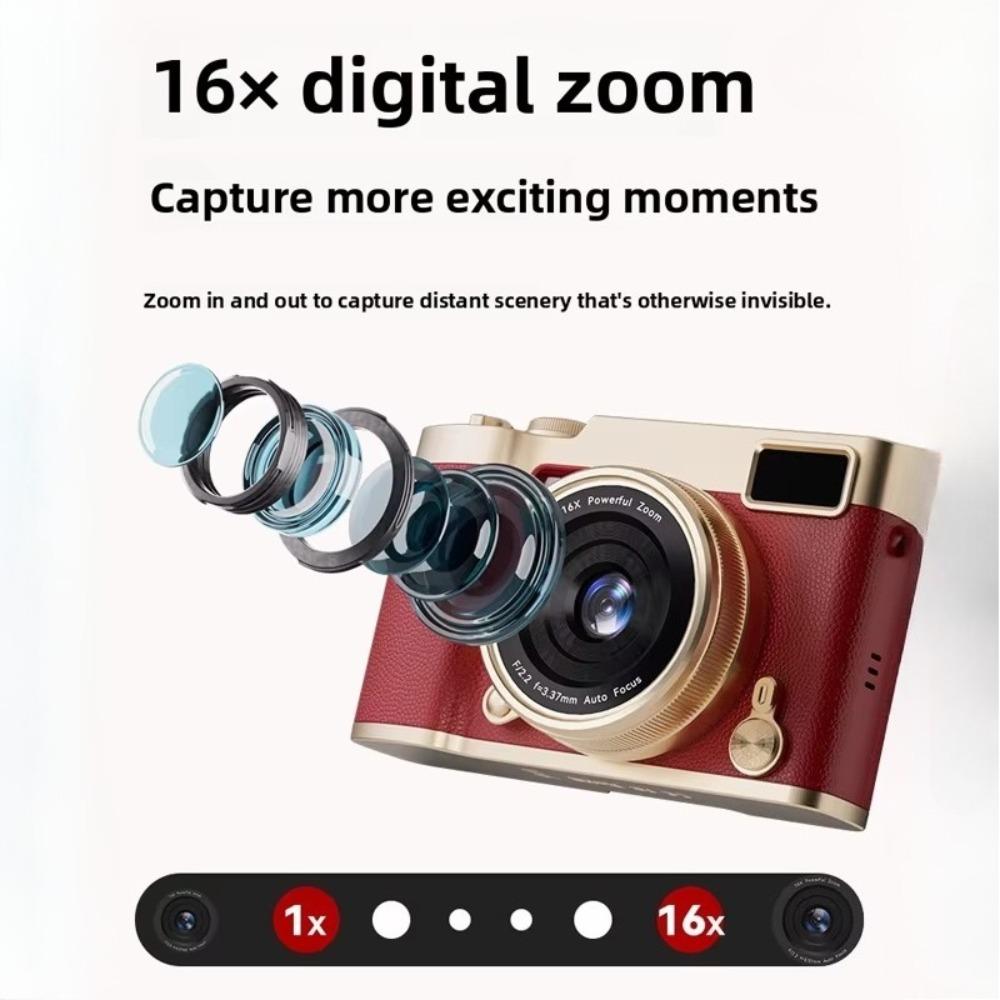 1080P HD Flip Screen Digital Camera with 2.4'' Large LCD, 16X Zoom & Built-In Flash - Beauty Filters, Long Battery Life, Portable HD Videographer Camera Suitable for Vlogging, Selfies, YouTube, Smartphones (//)
