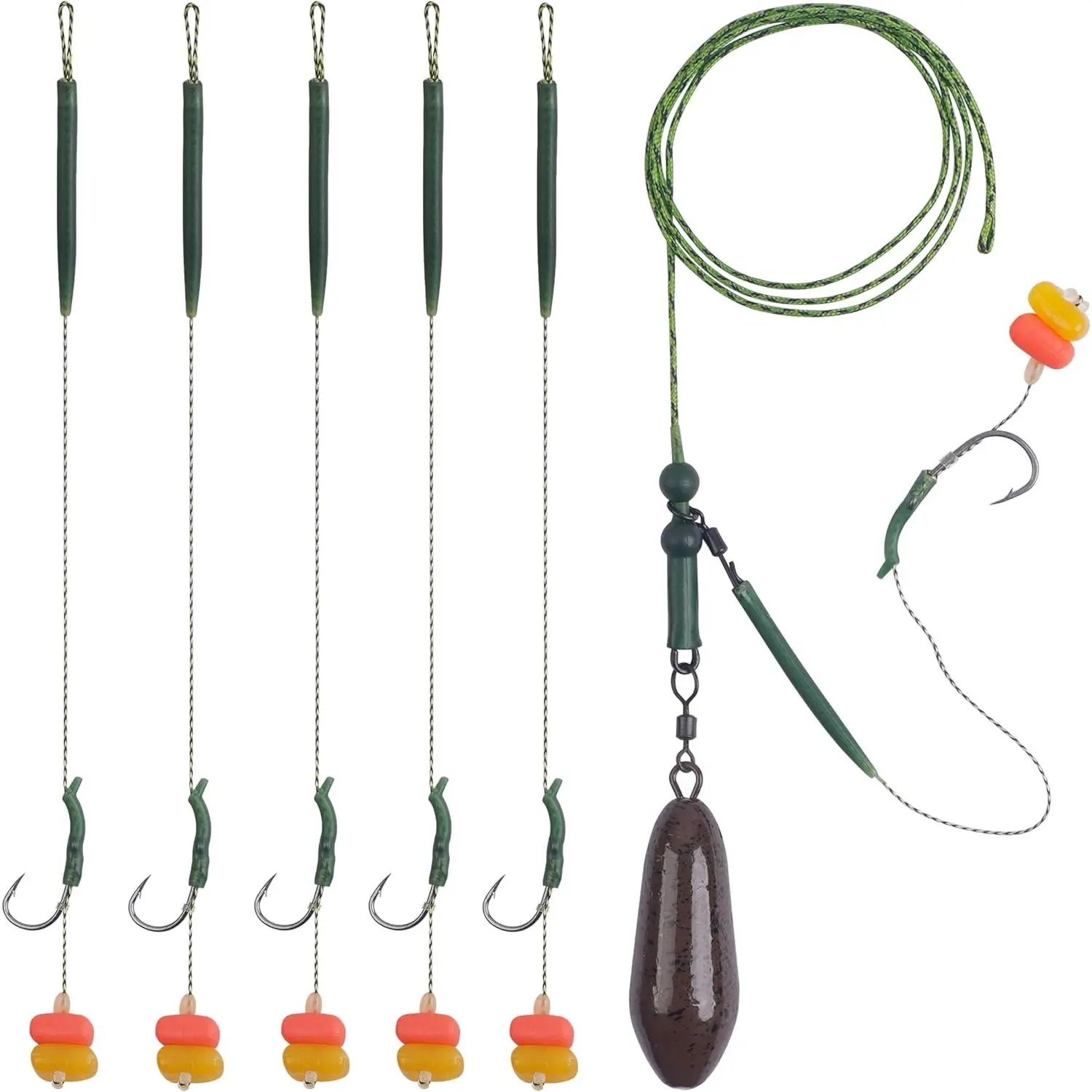 Carp Fishing Rigs Kit Carp Hair  with Carp Sinker Weights Carp Hooks Corn  Leader Rigs Quick Change Rolling Swivels Sleeves Carp Fishing Equipment Accessories