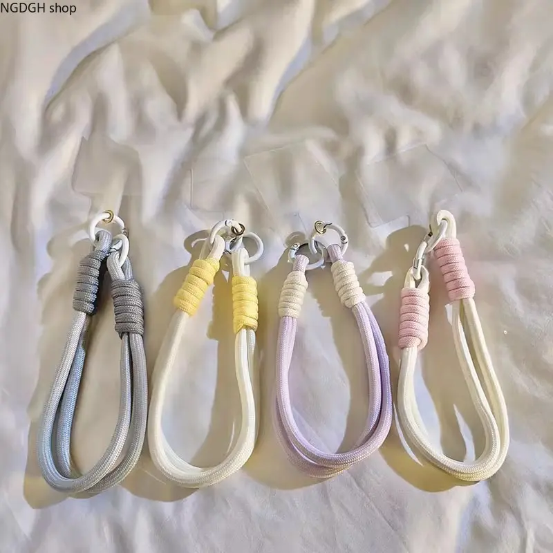 Key Lanyard - Braided Rope Wrist Keychain Strap Metal Clip Pastel Gray Yellow Purple Pink Trendy Cute Portable Daily Fashion Accessory for Women