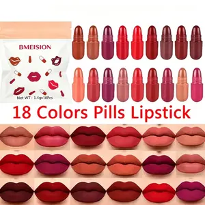 18 Color Lip Gloss Capsule Set, Natural Shades for Various Makeup Looks, Mini Portable Long-Lasting No Smudge, Perfect Lip Color, Lipstick