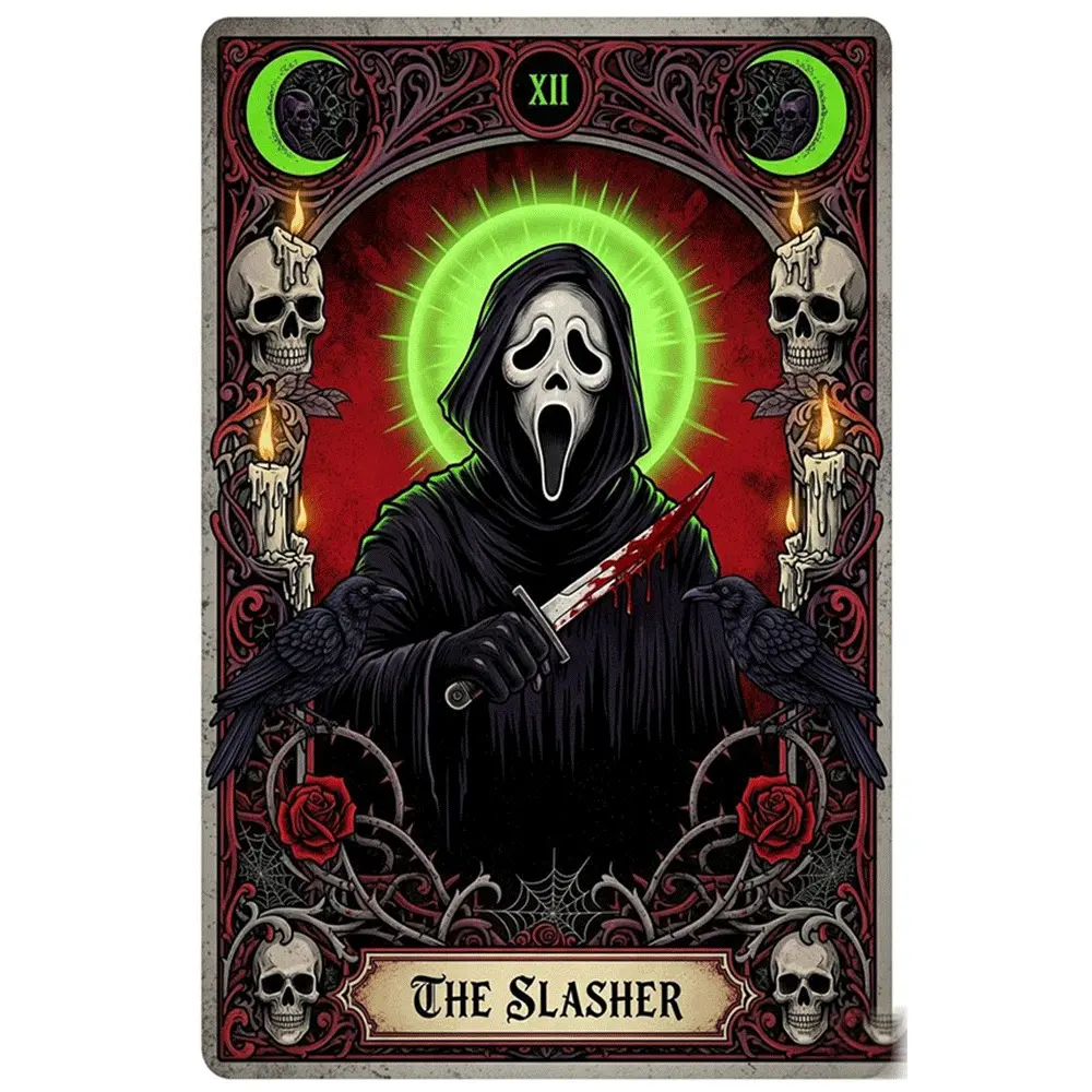 2d flat painting 5D DIY Diamond Painting The Slasher Horror Art Round Diamonds Full Drill with Tools Kit Halloween Decor Wall Art for Home Living Room Bedroom Gothic Theme Craft Gift