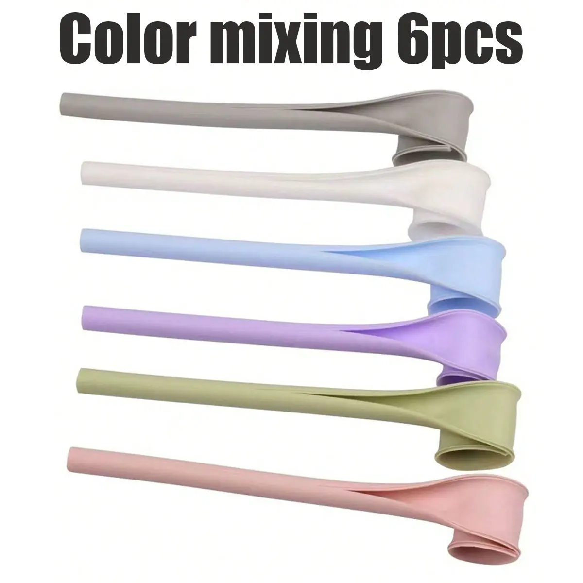 6-Pack High-Quality Silicone Straws, Reusable, Washable, Foldable, Clip-Design, Suitable for Cold & Hot Drinks, Portable, Kitchen & Learning Supplies